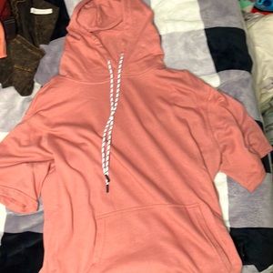 A short sleeved hoodie, it is like a salmon color and it is a 2x